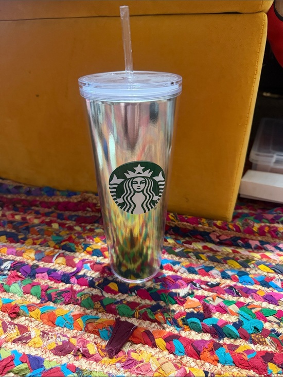 Starbucks Other - NEW!!!! Starbucks Iridescent Silver Tumbler with Green Logo and Clear Lid